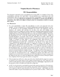 Checklist of PIC Responsibilities Guidance Document 110-27