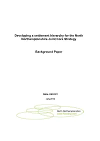 Developing a Settlement Hierarchy for the North Northamptonshire Joint Core Strategy