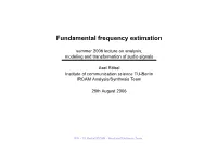 Fundamental Frequency Estimation