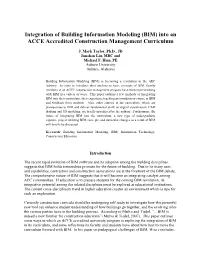 Integration of Building Information Modeling (BIM) Into an ACCE Accredited Construction Management Curriculum