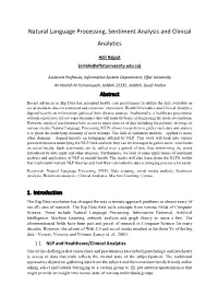 Natural Language Processing, Sentiment Analysis and Clinical Analytics