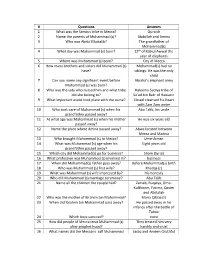 Questions Answers 1 What Was the Famous Tribe in Mecca? Quraish 2