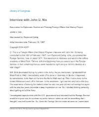 Interview with John U. Nix