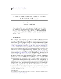 Review of Van Gelderen (2018), Analyzing Syntax Through Texts*
