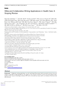 Wikis and Collaborative Writing Applications in Health Care: a Scoping Review