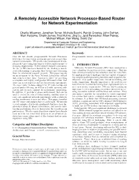 A Remotely Accessible Network Processor-Based Router for Network Experimentation