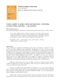 Gender Equality in Media Content and Operations Articulating
