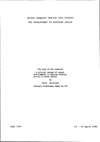 Second Carnegie Inquiry Into Poverty and Development In