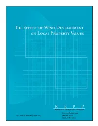 The Effect of Wind Development on Local Property Values Table of Contents