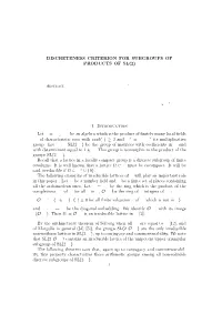 Discreteness Criterion for Subgroups of Products of Sl(2)