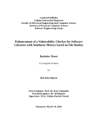 Enhancement of a Vulnerability Checker for Software Libraries with Similarity Metrics Based on File-Hashes
