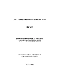 Extrinsic Materials As an Aid to Statutory Interpretation