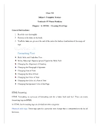 Formatting Text