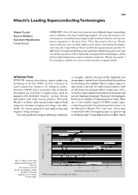 Hitachi's Leading Superconducting Technologies