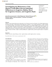 Investigating the Robustness of the Illusory Truth Effect Across Individual Differences in Cognitive Ability, Need for Cognitive