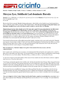 Shreyas Iyer, Siddhesh Lad Siddhesh Lad Dominate Baroda Dominate