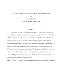 The Tuscarora Migration in 1713 and 2013: Re-Enactment and Revitalization