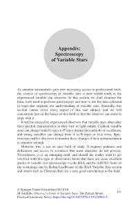 Appendix: Spectroscopy of Variable Stars