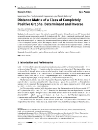 Distance Matrix of a Class of Completely Positive Graphs