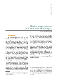 Global Governance: Old and New Challenges
