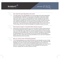 How Does the Light Adjustable Lens Work? What Should I Expect in The