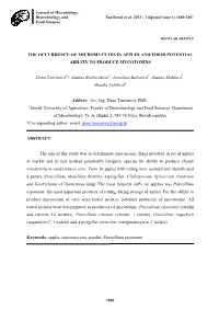 The Occurrence of Micromycetes in Apples and Their Potential Ability to Produce Mycotoxins