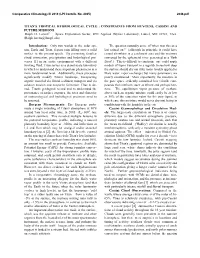 TITAN's TROPICAL HYDROLOGICAL CYCLE : CONSTRAINTS from HUYGENS, CASSINI and FUTURE MISSIONS Ralph D