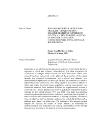 Understanding Disaster Resilience Patterns in Guatemala Through the Analysis of Disaster Datasets in Connection with Population and Housing Data