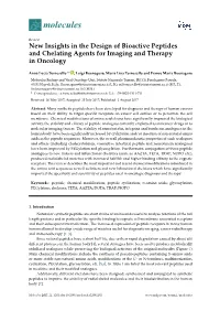 New Insights in the Design of Bioactive Peptides and Chelating Agents for Imaging and Therapy in Oncology