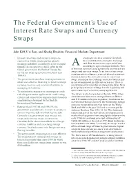 The Federal Government's Use of Interest Rate Swaps and Currency