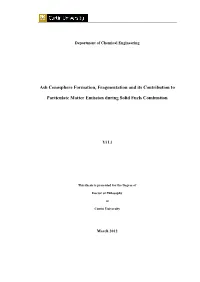 Ash Cenosphere Formation, Fragmentation and Its Contribution To