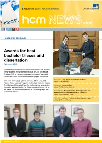 Awards for Best Bachelor Theses and Dissertation February 4, 2016
