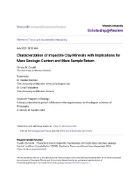 Characterization of Impactite Clay Minerals with Implications for Mars Geologic Context and Mars Sample Return
