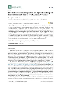 Effect of Economic Integration on Agricultural Export Performance In