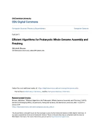 Efficient Algorithms for Prokaryotic Whole Genome Assembly And