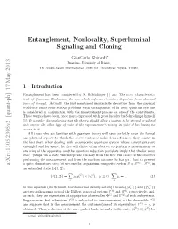 Entanglement, Nonlocality, Superluminal Signaling and Cloning