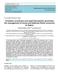 Evolution of Policies and Legal Frameworks Governing the Management of Forest and National Parks Resources in Gabon