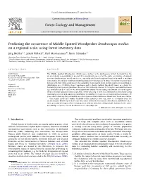 Predicting the Occurrence of Middle Spotted Woodpecker Dendrocopos Medius on a Regional Scale, Using Forest Inventory Data