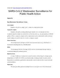 SARS-Cov-2 Wastewater Surveillance for Public Health Action