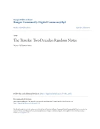 The Traveler: Two Decades: Random Notes