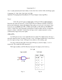 To Study and Verify the Truth Tables of AND, OR, NOT, NAND, NOR, EXOR Logic Gates Components