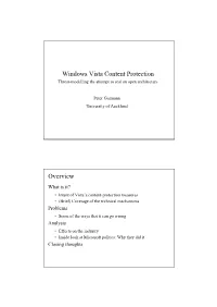 Windows Vista Content Protection Overview