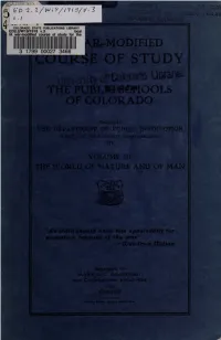 A War-Modified Course of Study for the Public Schools of Colorado