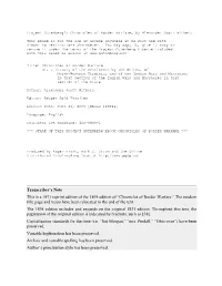 Chronicles of Border Warfare.” the Modern Title Page and Verso Have Been Relocated to the End of the Text
