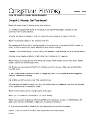 Dwight L. Moody: Did You Know?