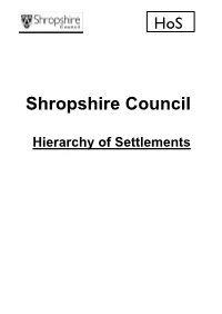 Hierarchy of Settlements