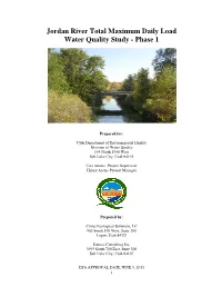 Jordan River Total Maximum Daily Load Water Quality Study - Phase 1