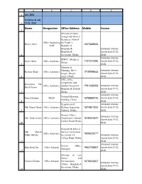 Name Designation Office Address Mobile Course
