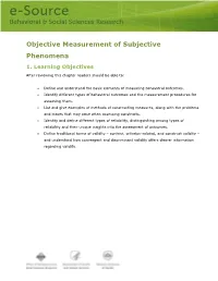 Objective Measurement of Subjective Phenomena