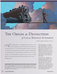 The Origin & Devolution of Local Revenue Authority